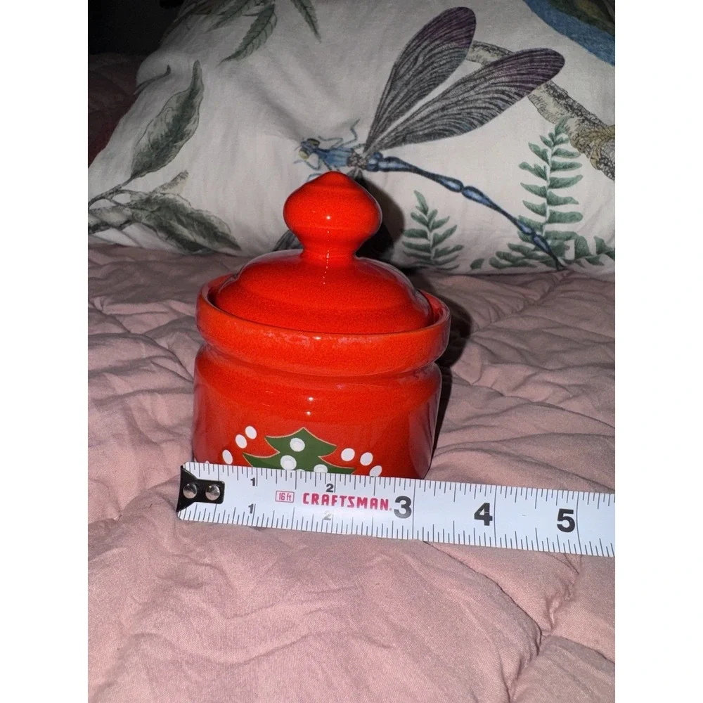 Waechtersbach Christmas Tree Red Sugar Bowl Made In Germany